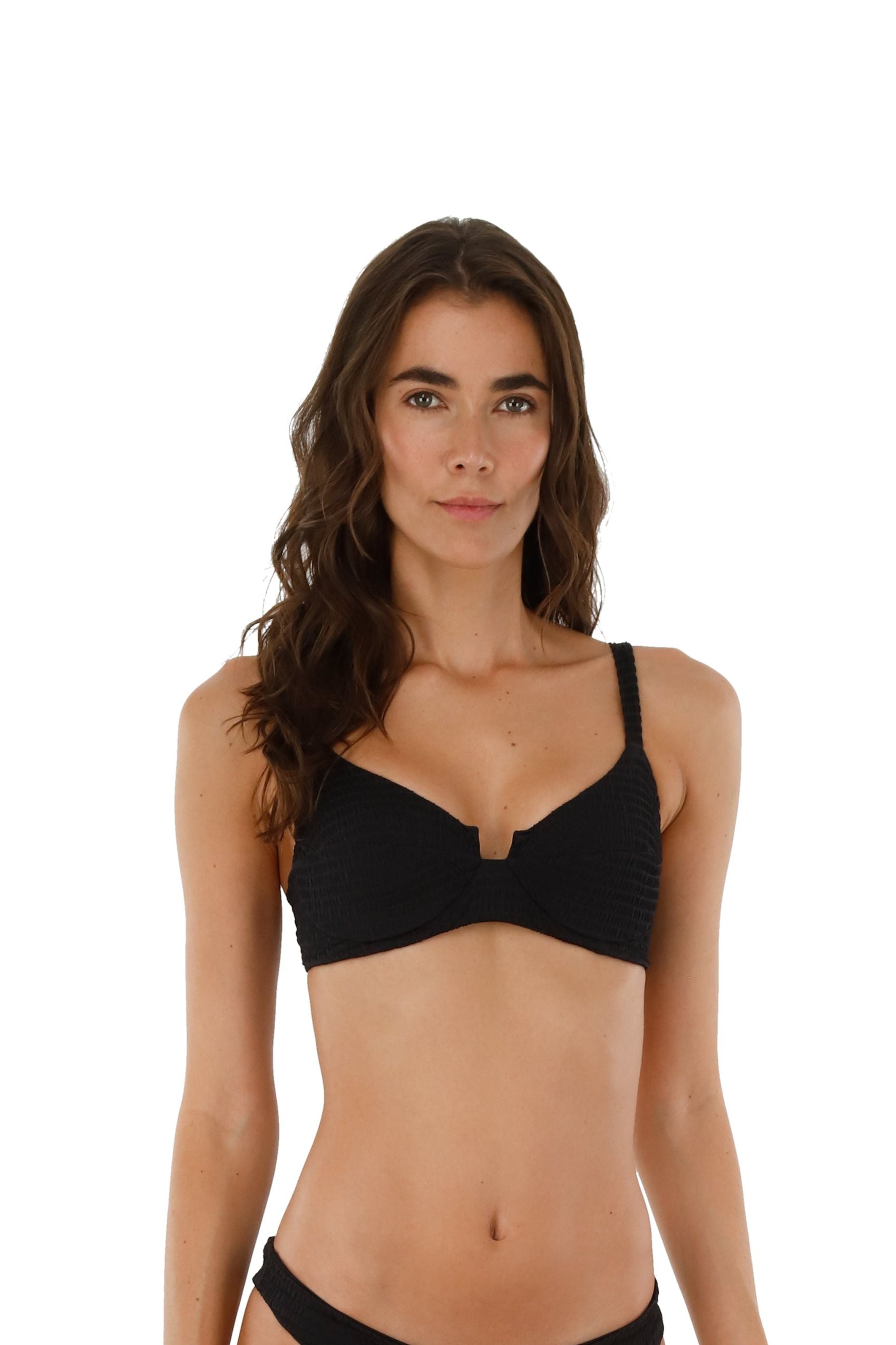 Textured Waffle Black Majestic Top