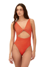 Textured Wave Brisa Tangerine Twix One Piece