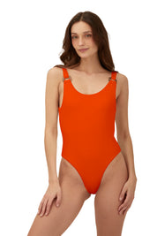 Textured Wave Brisa Tangerine Tag One Piece