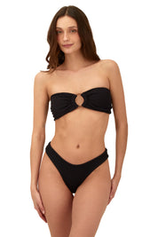 Textured Wave Black Cast Bandeau Top